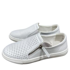 Shuropody slip on סניקרס עור אמיתי לבן