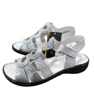 פלייפוט סנדל עור רצועות בשילוב טבעות לבן מיוחד