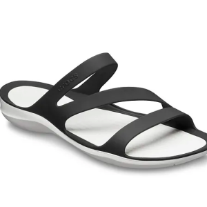 קרוקס כפכף רצועות שחור לבן