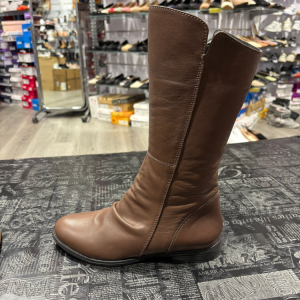 מגף עור כיווצים עור רך כפפה ברגל חום